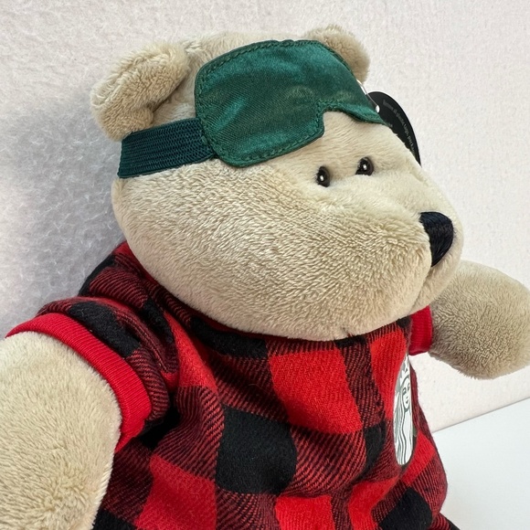 Starbucks Coffee 2020 Bearista Plush 10" Teddy Bear Flannel Pajamas Logo Holiday - Picture 3 of 13